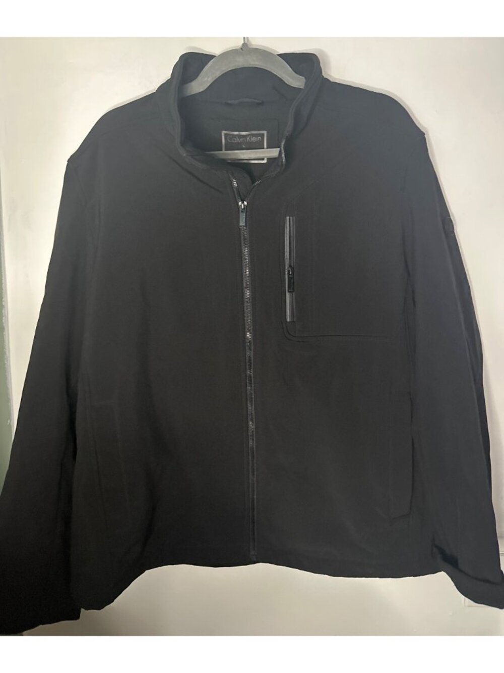 Calvin Klein Men’s L Black Softshell Jacket Water Resistant 4 Way Stretch Tech